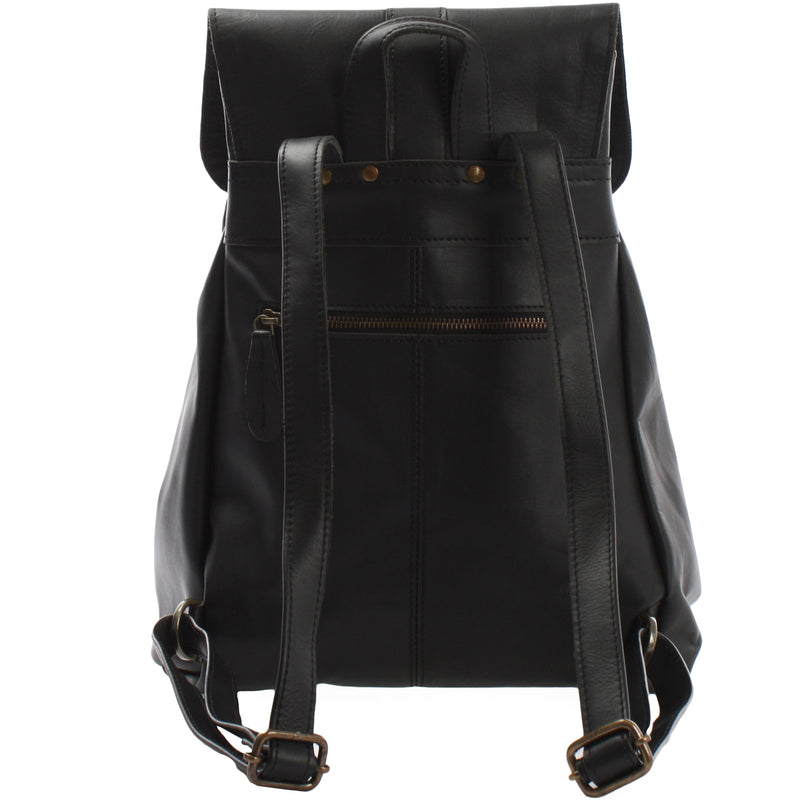 Leconi Rucksack Freizeitrucksack vintage Lederrucksack Damen Herren Leder schwarz LE1008 Günstig kaufen