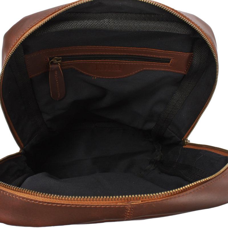 Leconi Freizeitrucksack Crossbag Rucksack Damen Herren Leder Canvas grau LE1012 Versandkostenfrei
