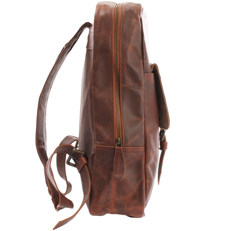 Leconi Rucksack Lederrucksack Freizeitrucksack Damen Herren Leder braun LE1016 Großer Ausverkauf