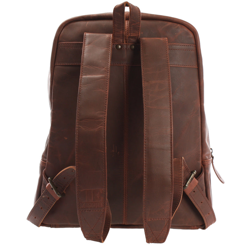 Leconi Rucksack Lederrucksack Freizeitrucksack Damen Herren Leder braun LE1016 Großer Ausverkauf