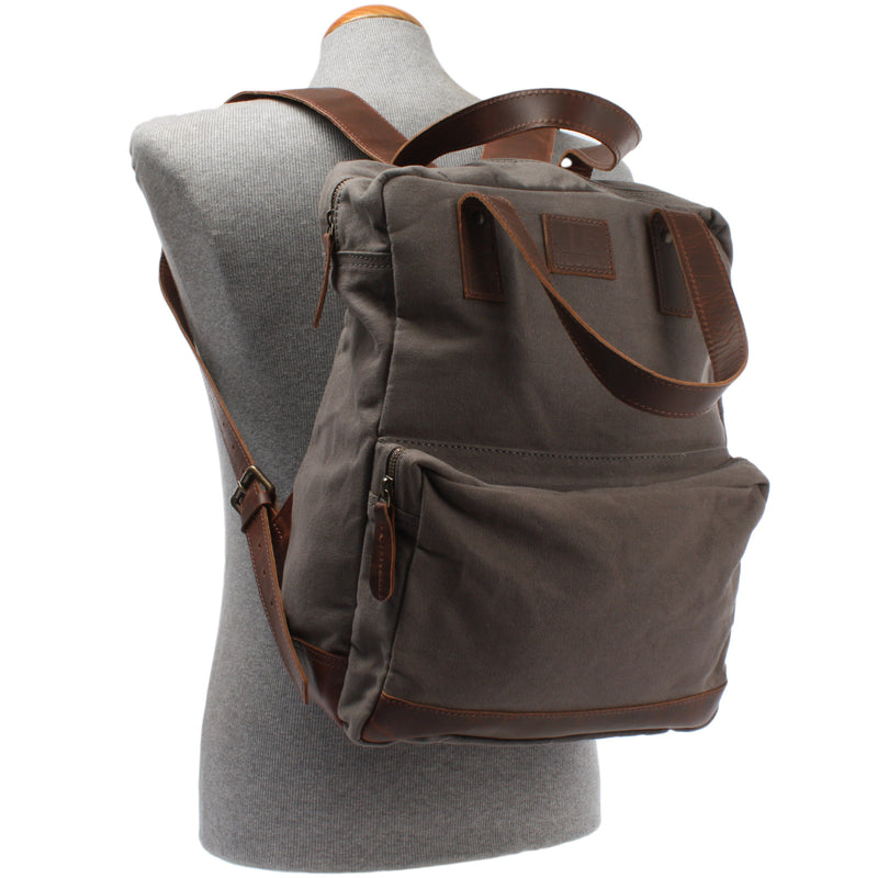 Leconi Canvasrucksack Freizeitrucksack Damen Herren DIN A4 Canvas grau LE1019 Flash Sale