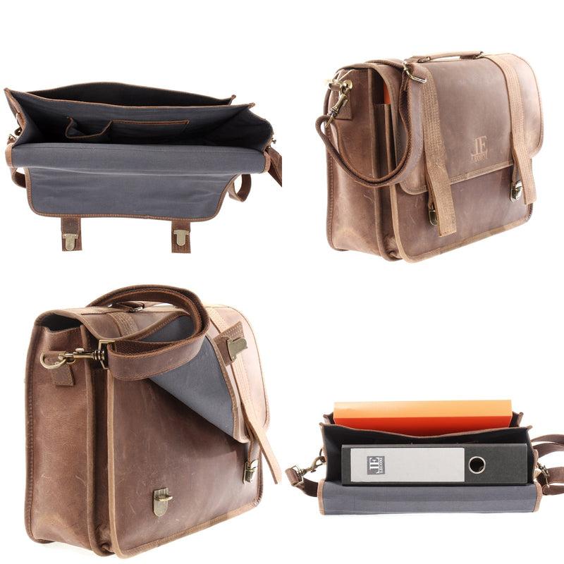 Leconi Aktentasche Lehrertasche Businesstasche Damen Herren Leder braun LE3043 Saisonschlussverkauf