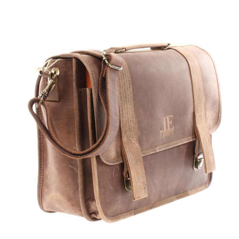 Leconi Aktentasche Lehrertasche Businesstasche Damen Herren Leder braun LE3043 Saisonschlussverkauf