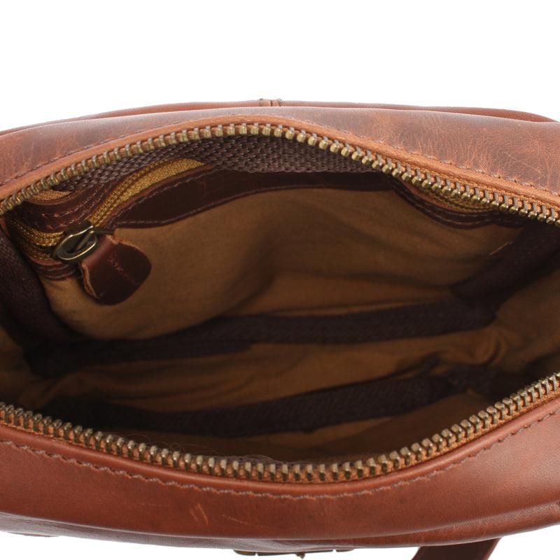 Leconi kleine Umhängetasche Ledertasche Freizeittasche Leder braun LE3042 Cyber Monday