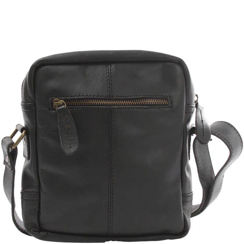 Leconi kleine Freizeittasche Umhängetasche Schultertasche Leder schwarz LE3042 Weihnachtsangebot