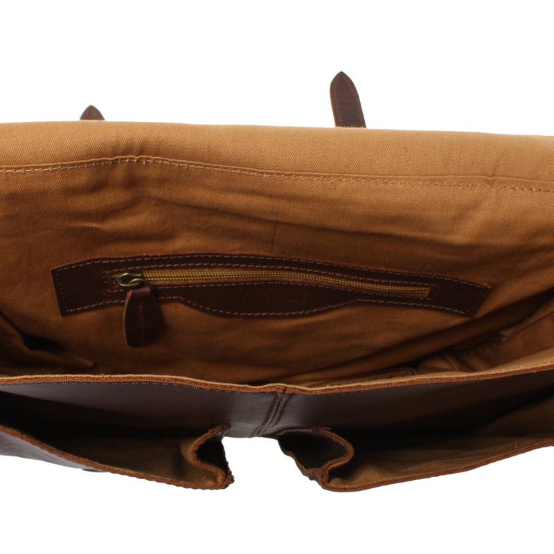 Leconi Aktentasche Businesstasche Messenger Bag Vintage Leder braun LE3009 Vatertagsangebot