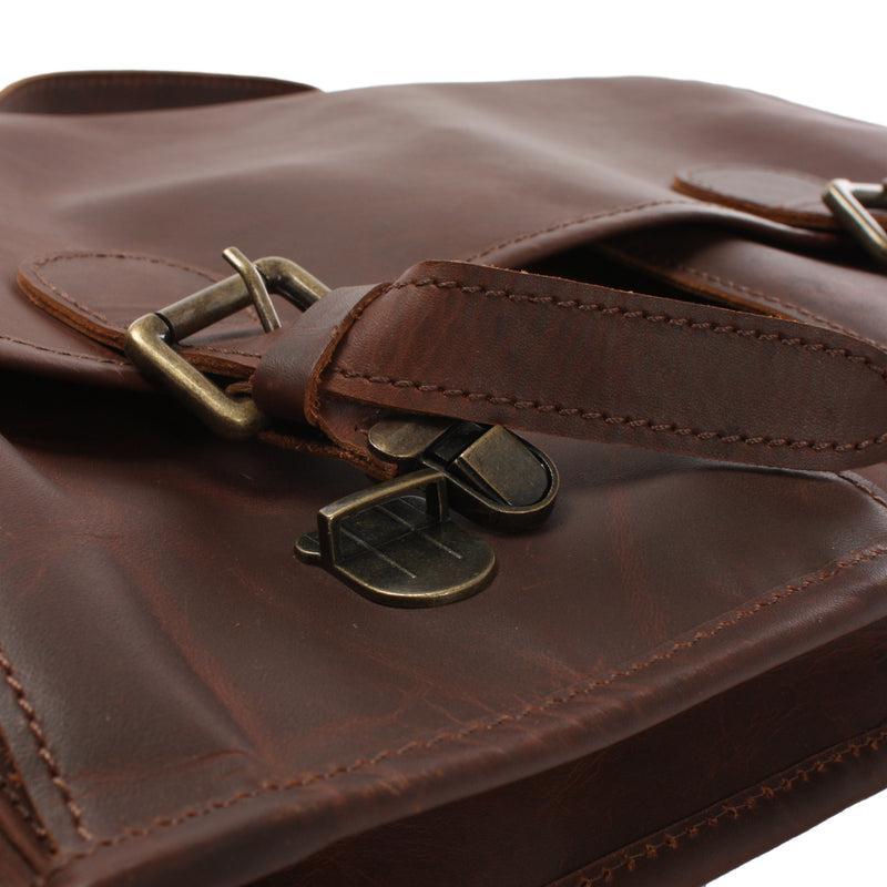 Leconi Aktentasche Businesstasche Messenger Bag Vintage Leder braun LE3009 Vatertagsangebot