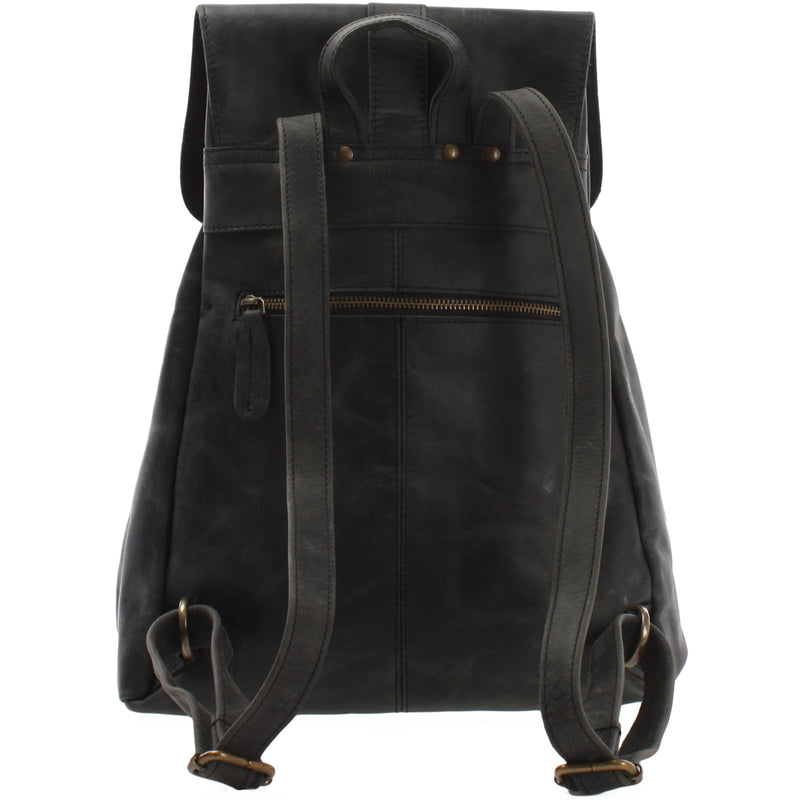 Leconi Rucksack Freizeitrucksack vintage Lederrucksack Damen Herren Leder grau LE1008 Valentinstagsangebot