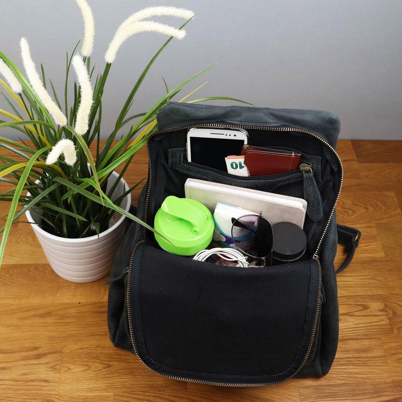 Leconi Rucksack Freizeitrucksack vintage Lederrucksack Damen Herren Leder grau LE1008 Valentinstagsangebot