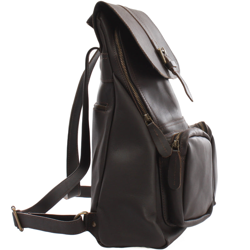 Leconi Rucksack Freizeitrucksack vintage Lederrucksack Damen Herren Leder dunkelbraun LE1008 Jubiläumsangebot