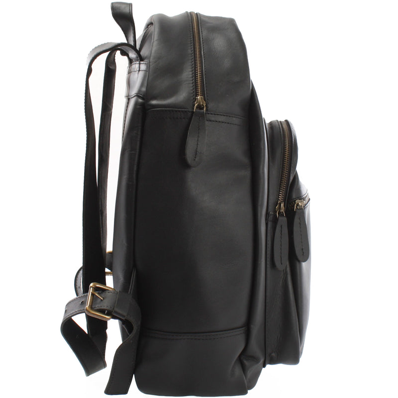 Leconi Rucksack Lederrucksack Freizeitrucksack Damen Herren Leder schwarz LE1017 Lagerräumung