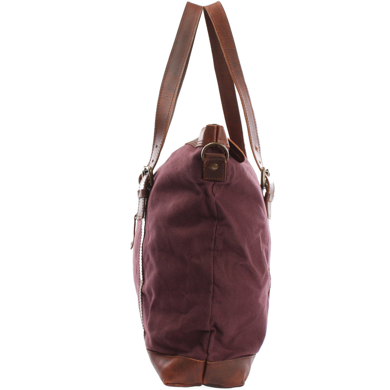 Leconi Weekender Reisetasche Shopper Damen Herren Leder Canvas bordeaux LE2013 Neueste Mode
