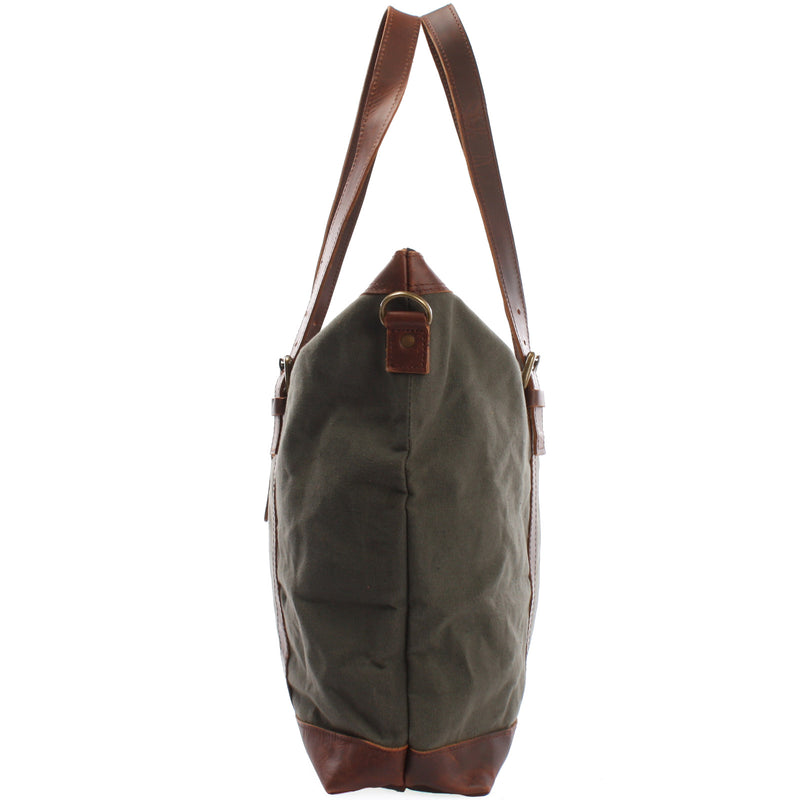 Leconi Weekender Reisetasche Shopper Damen Herren Leder Canvas grün LE2013 Zeitlich begrenztes Angebot