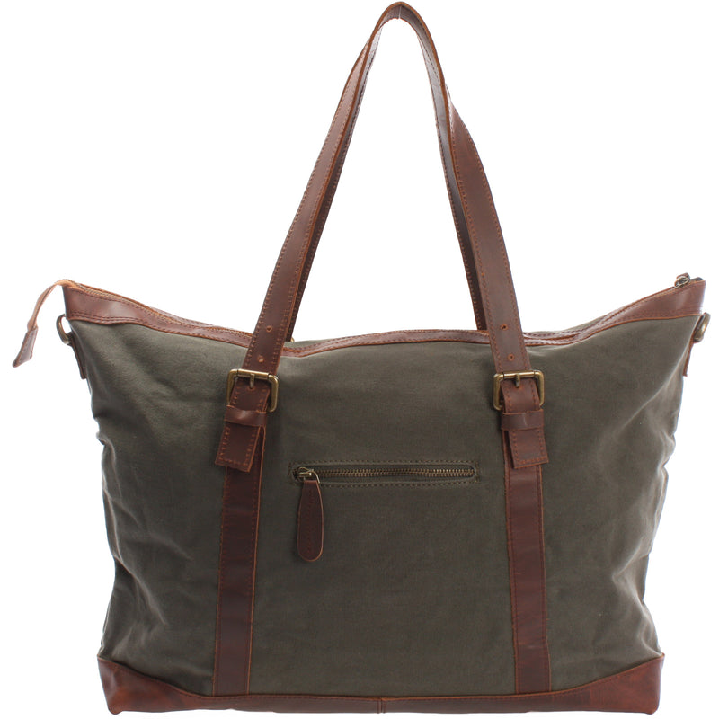 Leconi Weekender Reisetasche Shopper Damen Herren Leder Canvas grün LE2013 Zeitlich begrenztes Angebot