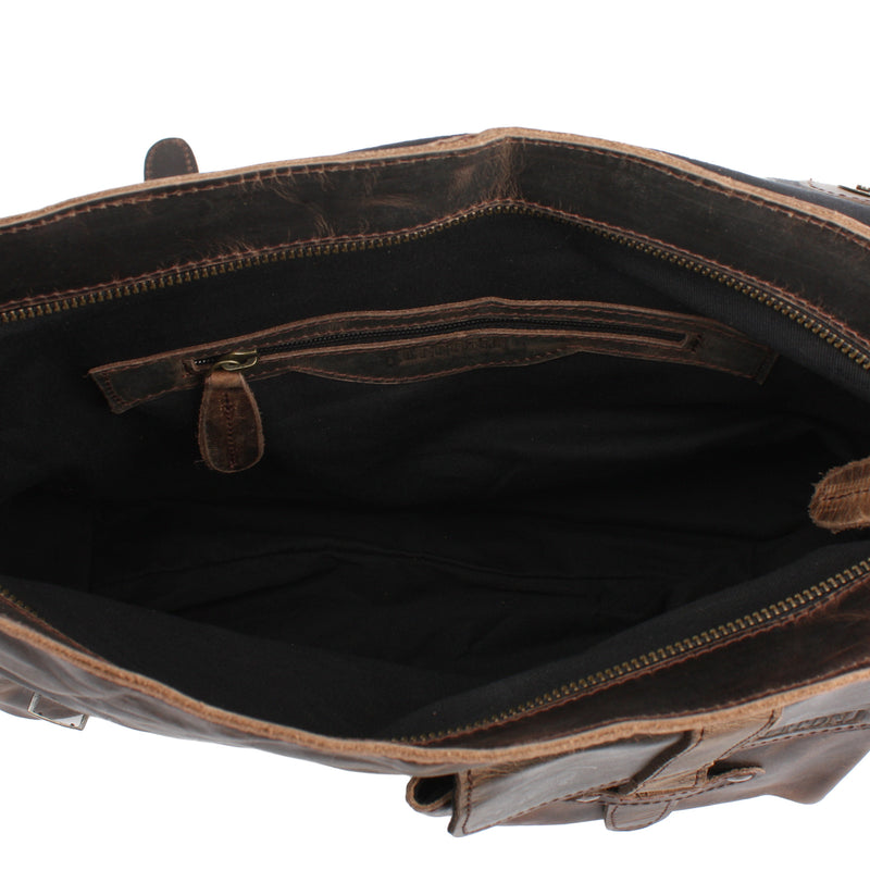 Leconi Messenger Bag Collegetasche DIN A4 Kuriertasche Leder schlamm LE3032 Exklusive Angebote