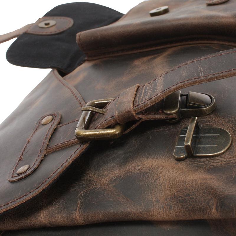 Leconi Messenger Bag Collegetasche DIN A4 Kuriertasche Leder schlamm LE3032 Exklusive Angebote