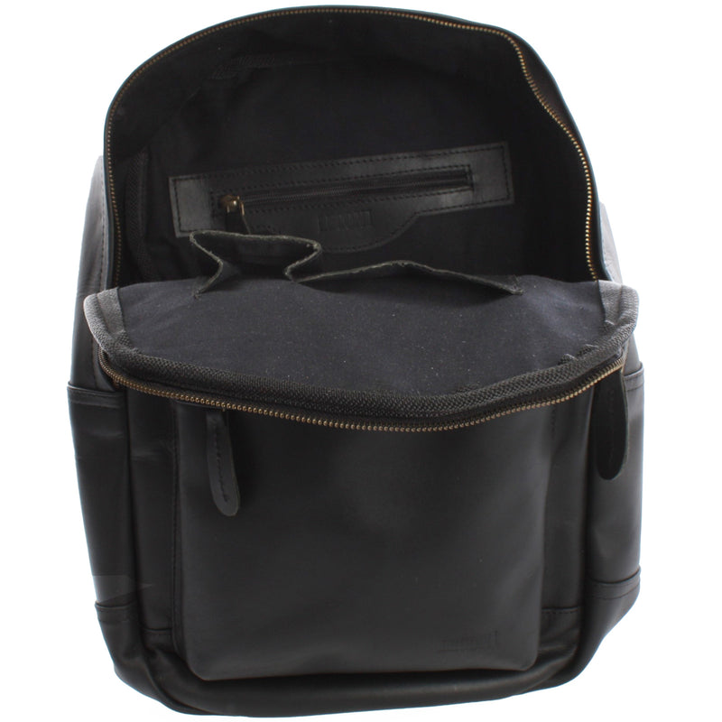 Leconi Rucksack Lederrucksack Freizeitrucksack Damen Herren Leder schwarz LE1009 Blitzangebot