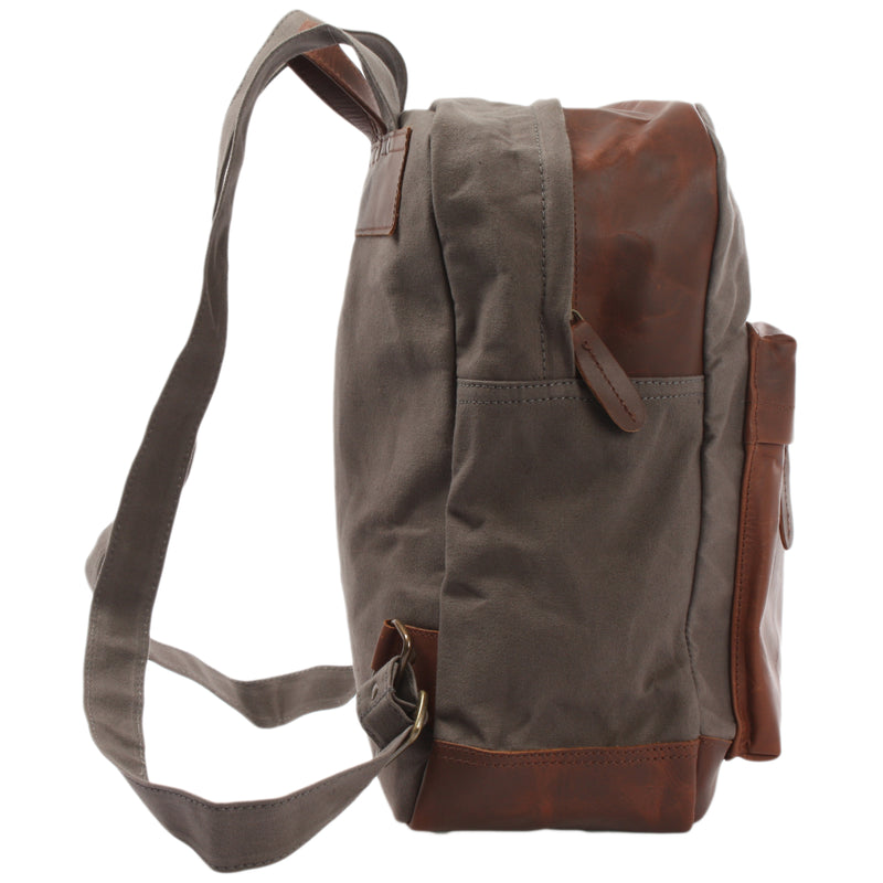 Leconi Lederrucksack Freizeitrucksack Rucksack Leder Canvas grau LE1015 Große Rabatte