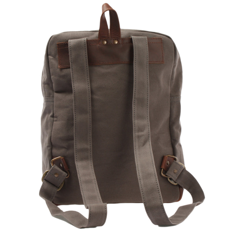 Leconi Lederrucksack Freizeitrucksack Rucksack Leder Canvas grau LE1015 Große Rabatte