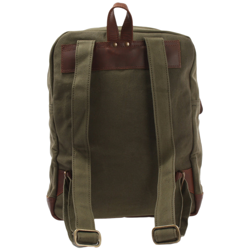 Leconi Freizeitrucksack Lederrucksack Sportrucksack Leder Canvas grün LE1015 Neuheiten