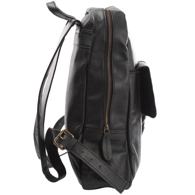Leconi Rucksack Lederrucksack Freizeitrucksack Damen Herren Leder schwarz LE1016 Bestseller