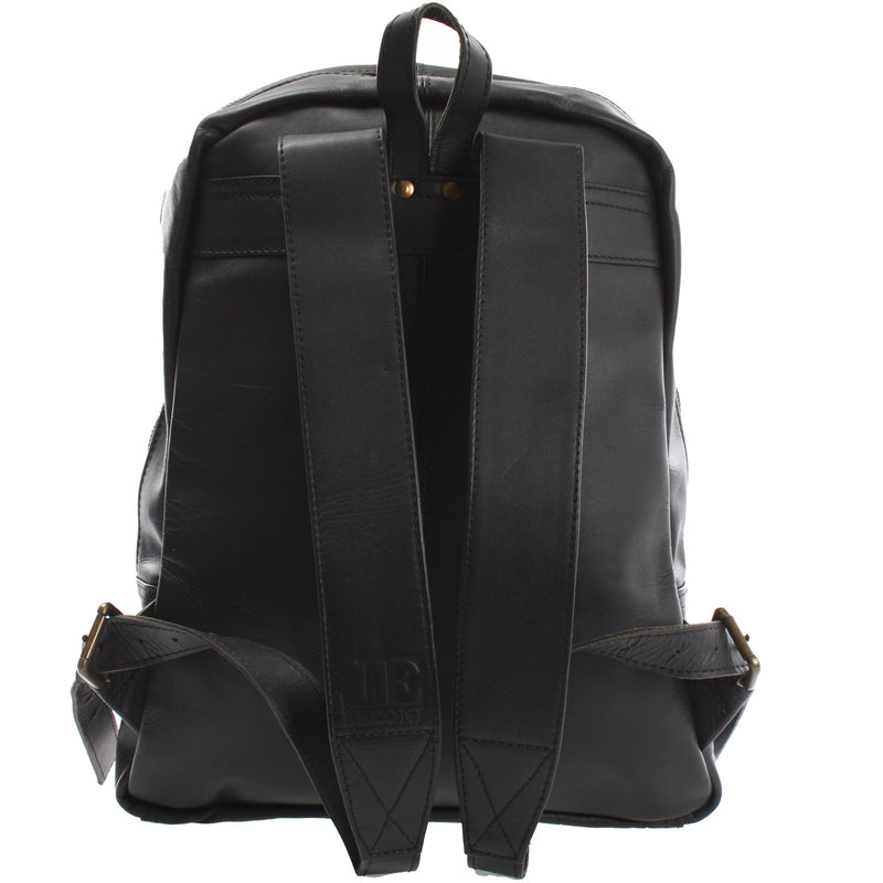 Leconi Rucksack Lederrucksack Freizeitrucksack Damen Herren Leder schwarz LE1016 Bestseller