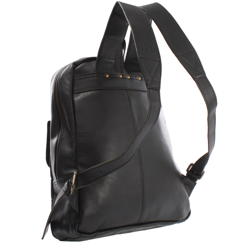 Leconi Rucksack Lederrucksack Freizeitrucksack Damen Herren Leder schwarz LE1016 Bestseller