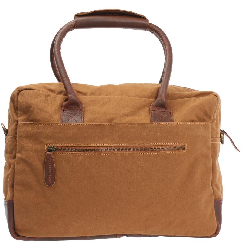 Leconi Handgepäck Arbeitstasche Damen Herren Leder Canvas cognac LE2007 Kauf eins, bekomm eins gratis