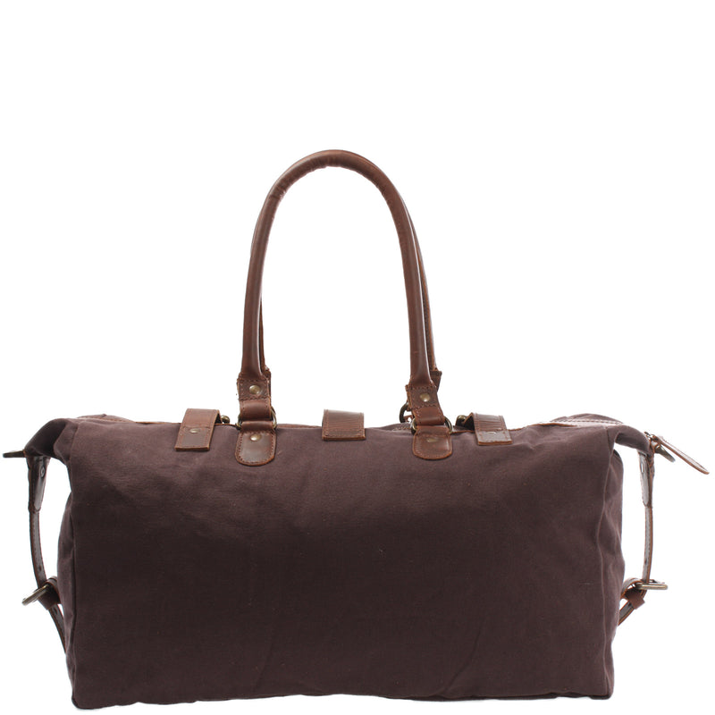 Leconi kleiner Weekender Handgepäck Damen Herren Leder Canvas mokka LE2008 Sonderangebote