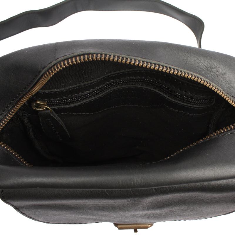 Leconi kleine Umhängetasche Schultertasche Freizeit Leder dunkelbraun LE3042 Tiefpreis