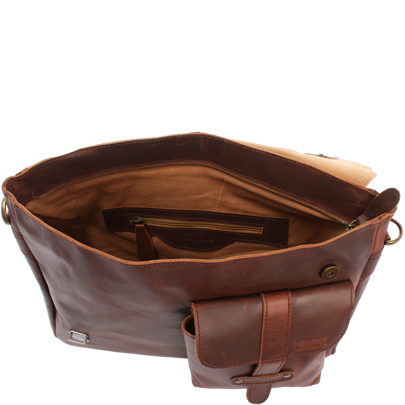 Leconi Messenger Bag Collegetasche DIN A4 Kuriertasche Leder braun LE3032 Super Sparpreis