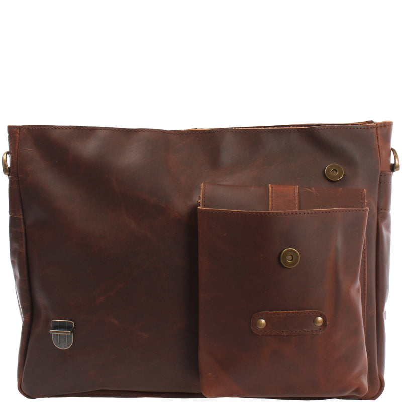 Leconi Messenger Bag Collegetasche DIN A4 Kuriertasche Leder braun LE3032 Super Sparpreis