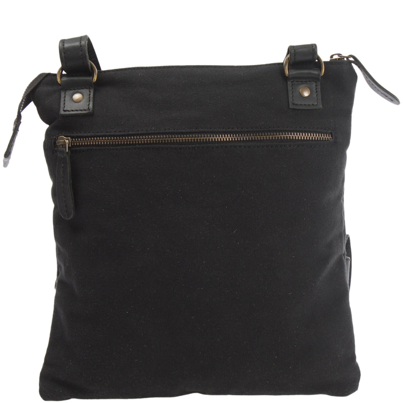 Leconi Umhängetasche Schultertasche Damen Herren Used Look Leder Canvas schwarz LE3011 Begrenzte Freigabe