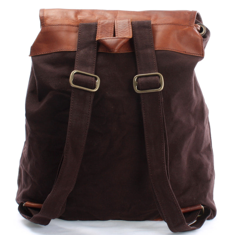 Leconi Rucksack Freizeitrucksack Wanderrucksack Leder Canvas mokka LE1010 Letzte 3 Tage