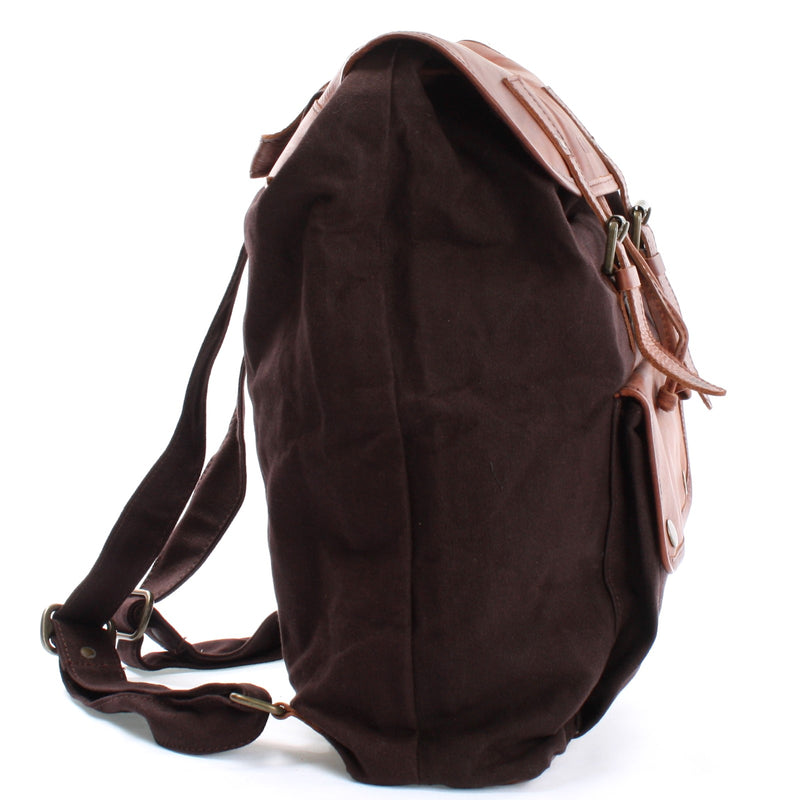 Leconi Rucksack Freizeitrucksack Wanderrucksack Leder Canvas mokka LE1010 Letzte 3 Tage