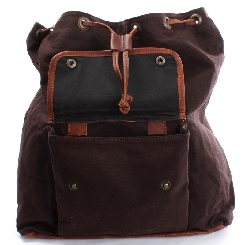 Leconi Rucksack Freizeitrucksack Wanderrucksack Leder Canvas mokka LE1010 Letzte 3 Tage