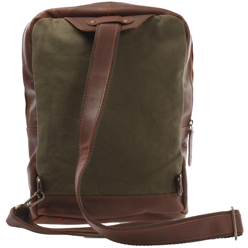Leconi Freizeitrucksack Crossbag Rucksack Damen Herren Leder Canvas grün LE1012 JETZT KAUFEN