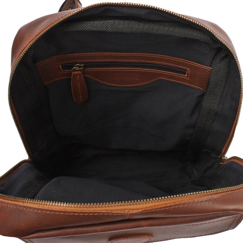 Leconi Freizeitrucksack Crossbag Rucksack Damen Herren Leder Canvas grün LE1012 JETZT KAUFEN