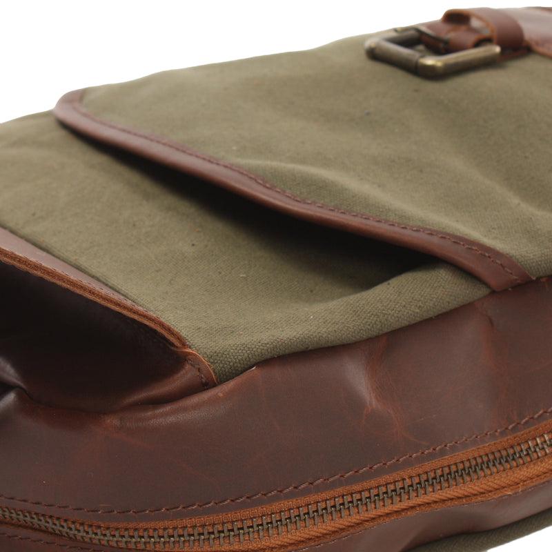 Leconi Freizeitrucksack Crossbag Rucksack Damen Herren Leder Canvas grün LE1012 JETZT KAUFEN