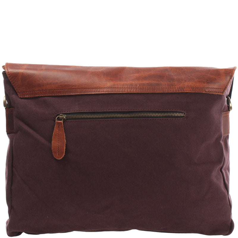 Leconi Umhängetasche Collegetasche DIN A4 Leder Canvas mokka LE3032 Zeitbegrenzte Promotion