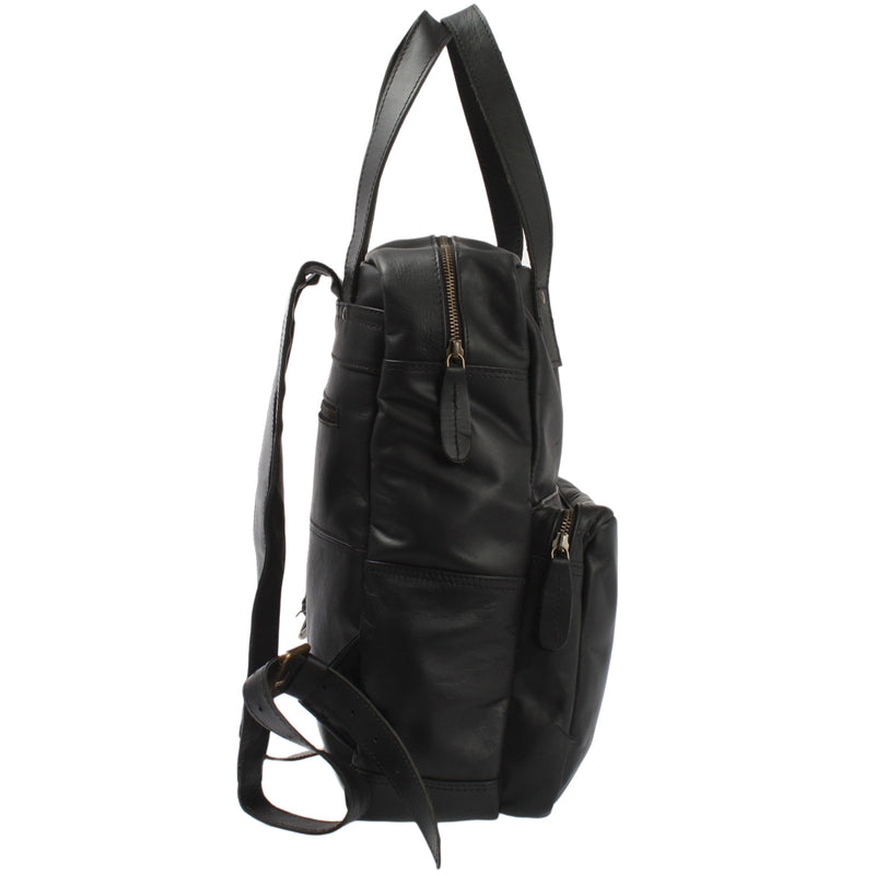Leconi Lederrucksack Freizeitrucksack Damen Herren DIN A4 Leder schwarz LE1019 Bis zu 50% Rabatt