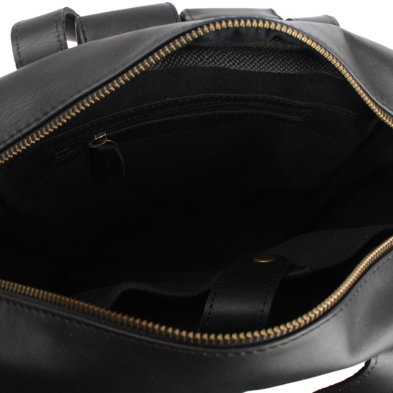 Leconi Lederrucksack Freizeitrucksack Damen Herren DIN A4 Leder schwarz LE1019 Bis zu 50% Rabatt
