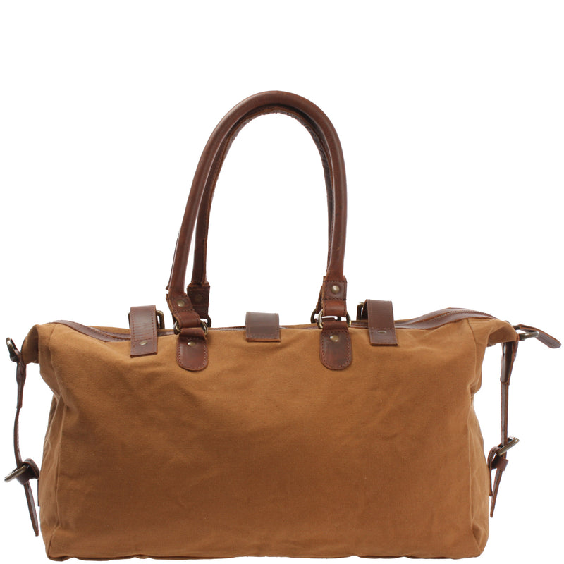 Leconi kleiner Weekender Handgepäck Damen Herren Leder Canvas cognac LE2008 Bis zu 60% Rabatt
