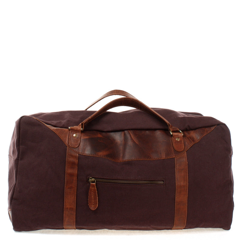 Leconi große Reisetasche Weekender Handgepäck Canvas Leder mokka LE2020 Nur für heute