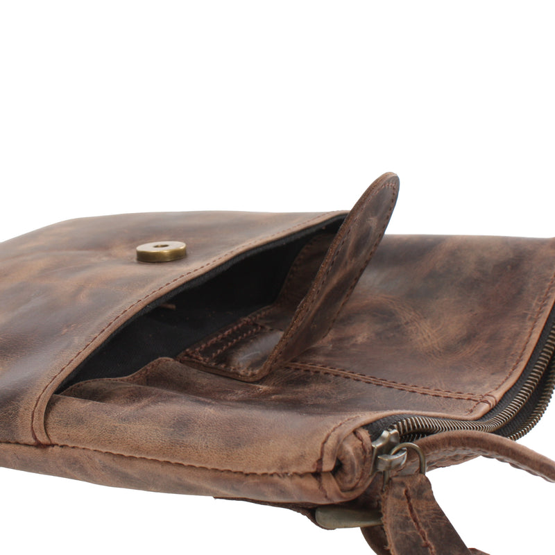 Leconi kleine Umhängetasche Damentasche Herrentasche Ledertasche schlamm LE3060 Vierteljährliche Förderung