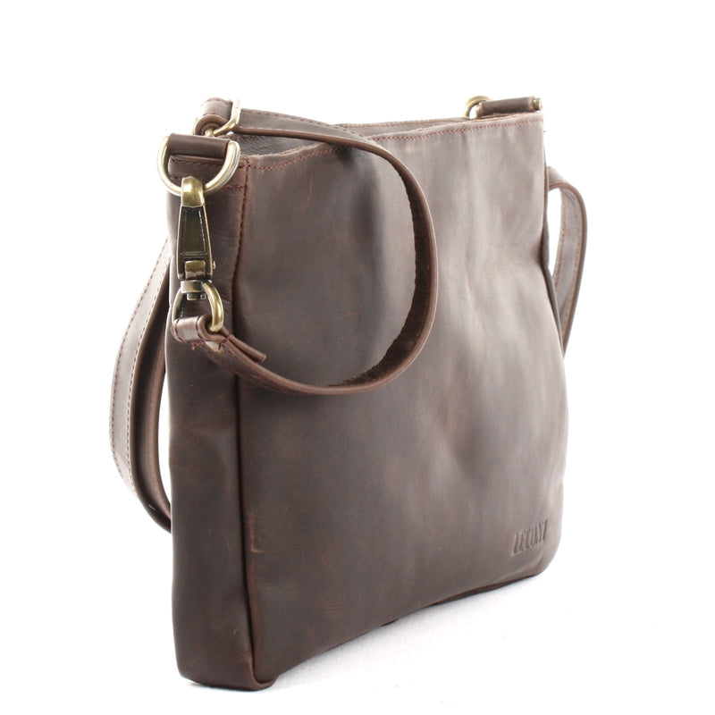 Leconi Umhängetasche Ledertasche Schultertasche Freizeittasche Leder dunkelbraun LE3058 Bis zu 55% Rabatt