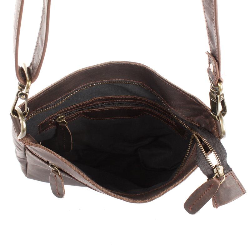 Leconi Umhängetasche Ledertasche Schultertasche Freizeittasche Leder dunkelbraun LE3058 Bis zu 55% Rabatt