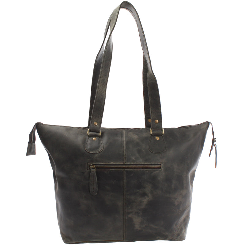 Leconi Schultertasche Damentasche Handtasche Leder grau LE0052 Nur noch ein Tag übrig