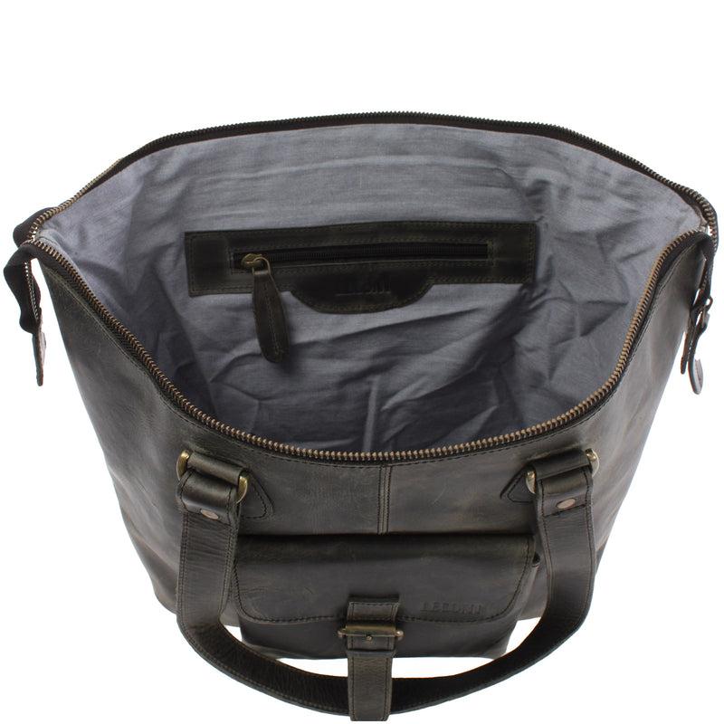 Leconi Schultertasche Damentasche Handtasche Leder grau LE0052 Nur noch ein Tag übrig