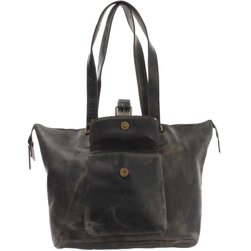 Leconi Schultertasche Damentasche Handtasche Leder grau LE0052 Nur noch ein Tag übrig